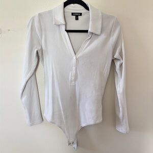 Express White Long Sleeve Bodysuit